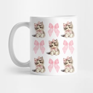 Girly Pink Bows and Kittens Y2k Coquette Aesthetic Mug